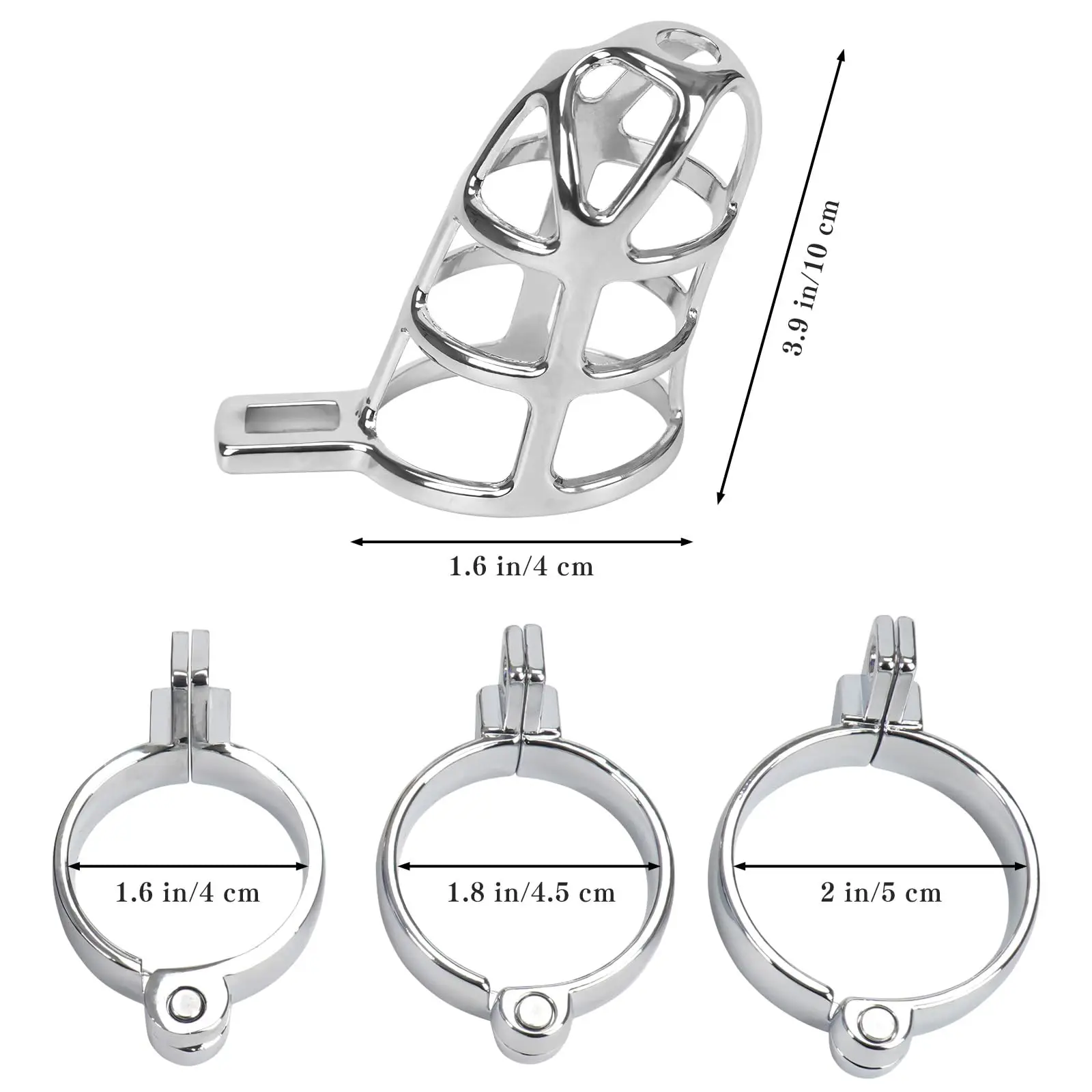 HESEKS Male Chastity Device Cock Cage Zinc Alloy Penis Exercise Chastity Device Locked Cage Restraint Ring Adult Sex Toy for Men