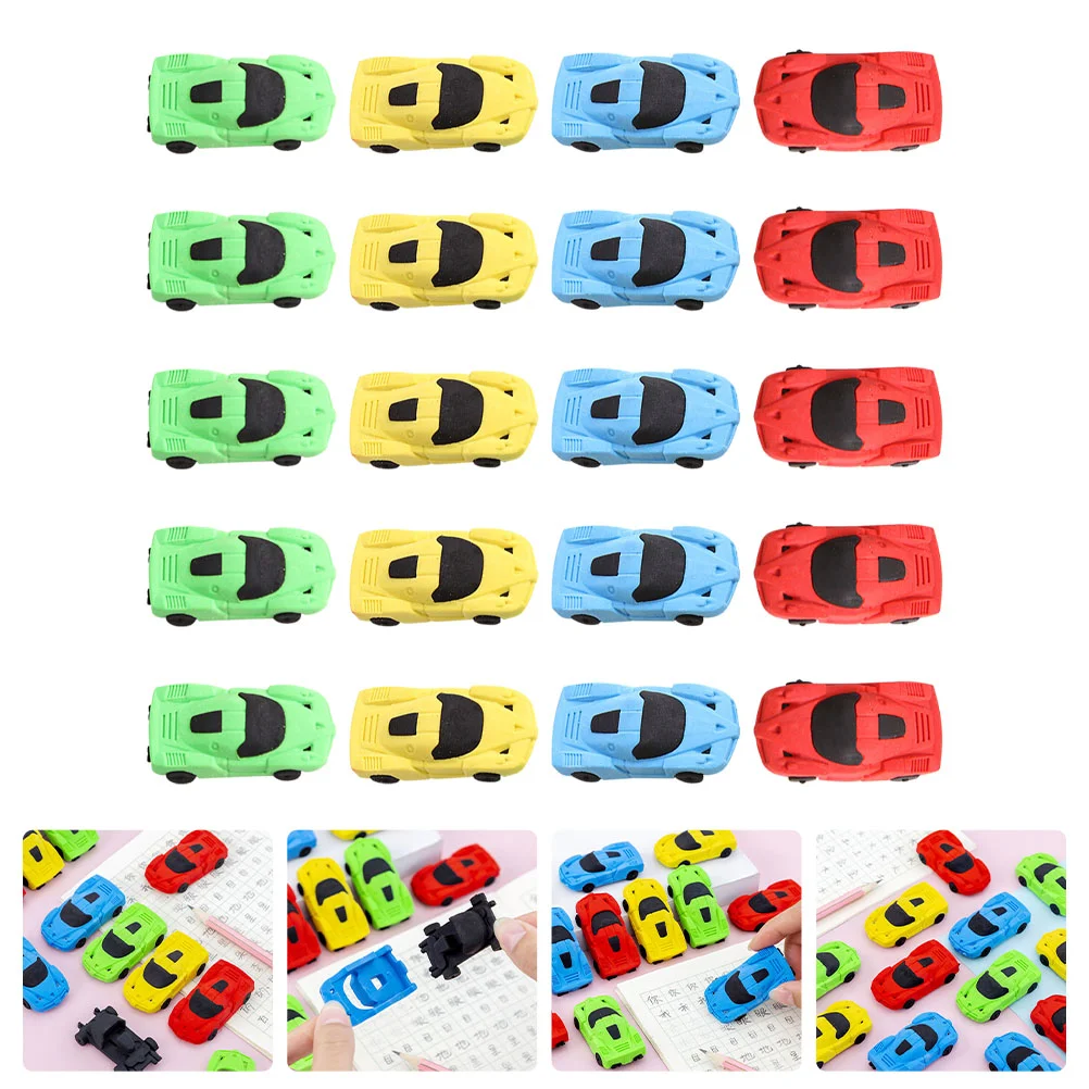 20 Pcs Car Eraser Erasers for Kids Cars Lovely Adorable School Pencil Students Stationery Mini Child