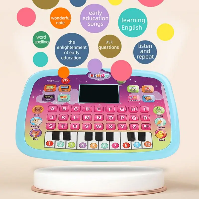 Tableta portátil en miniatura para niños, juguete de simulación con luces, sonidos y música para aprender letras