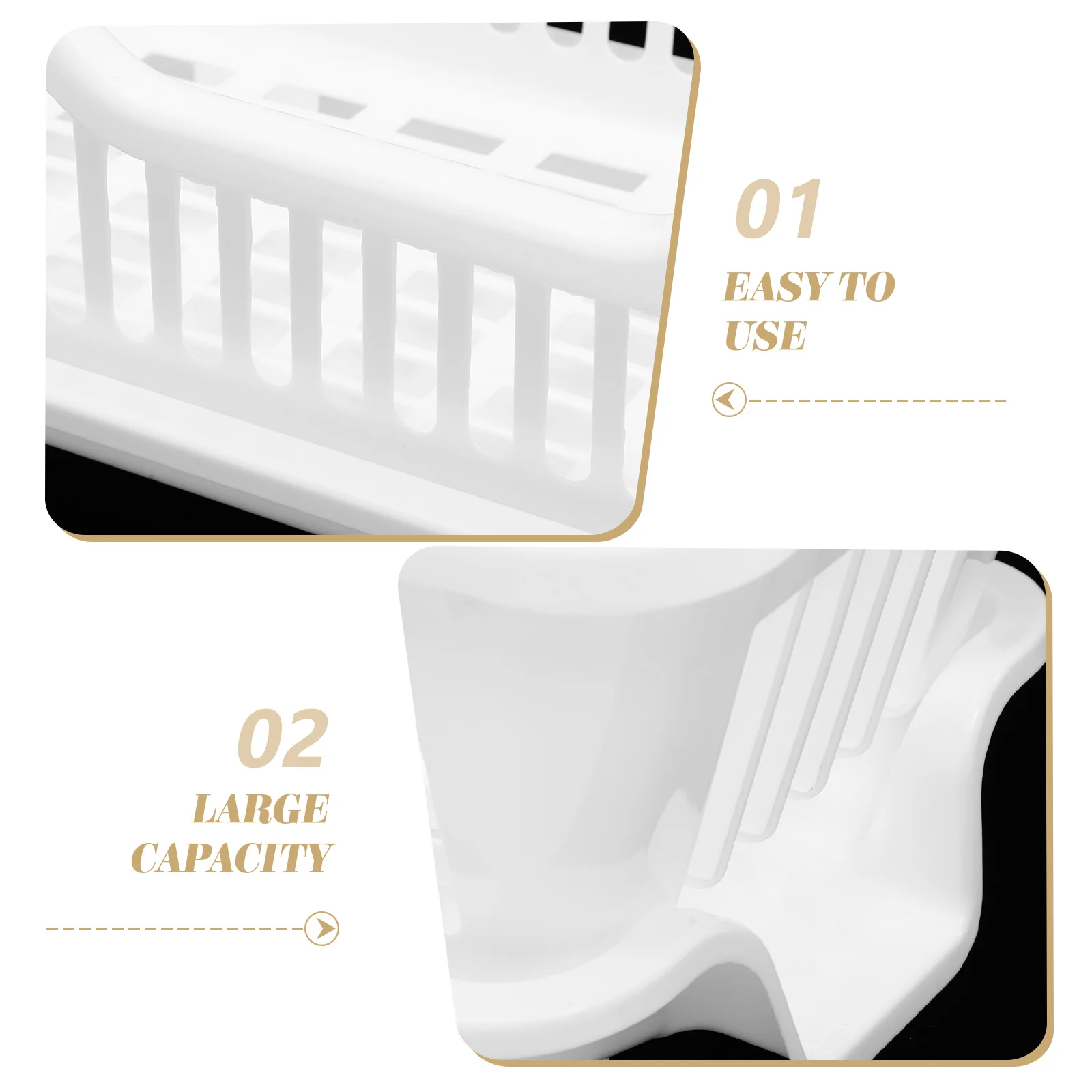 

1pc Large Capacity Abs Countertop Dish Drying Rack Drainage Design For Kitchen Utensils Bowl Chopsticks Organizer Storage