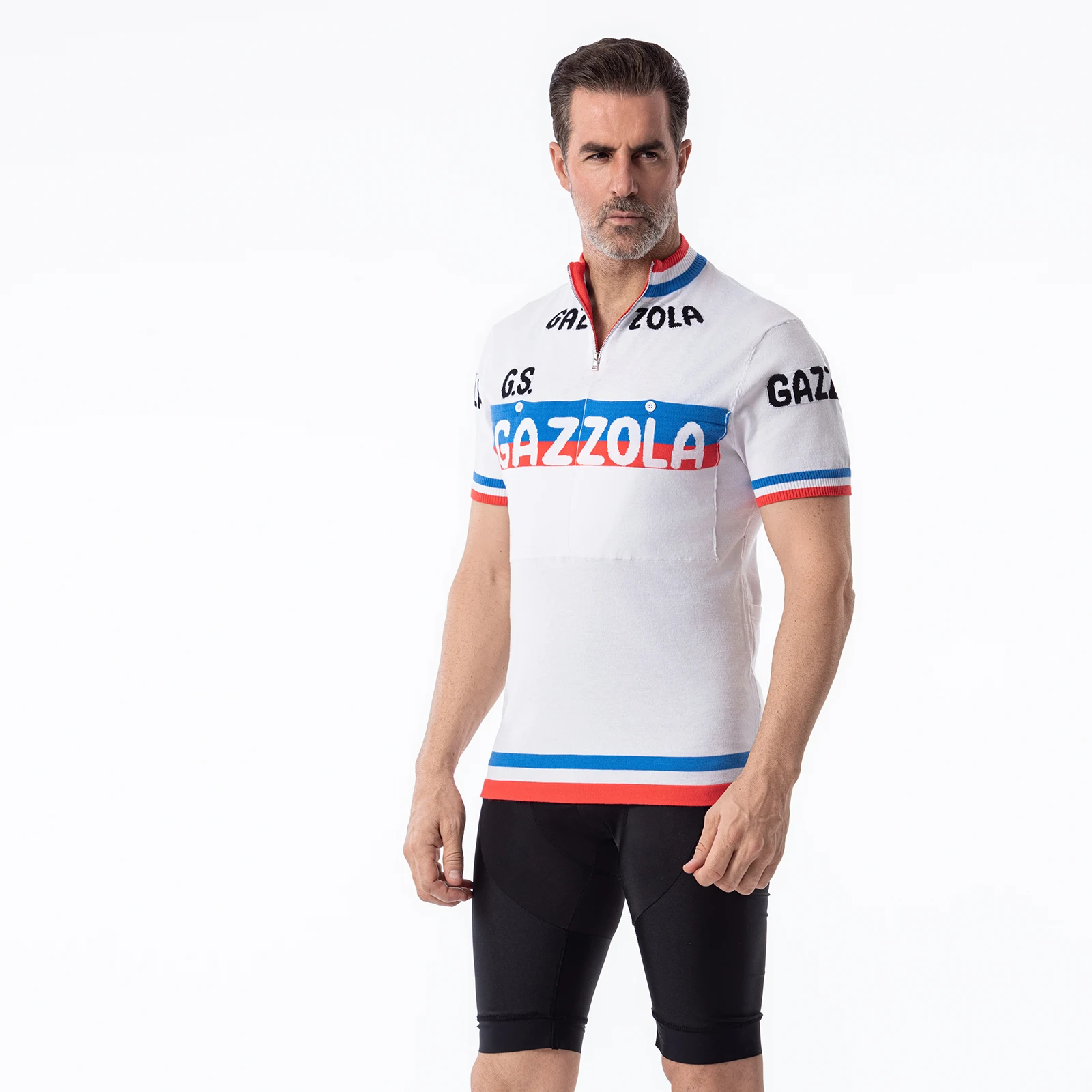 

Classics GAZZOLA Wool Cycling Jersey Men And Women Short Sleeve Bike Wears Retro Merino