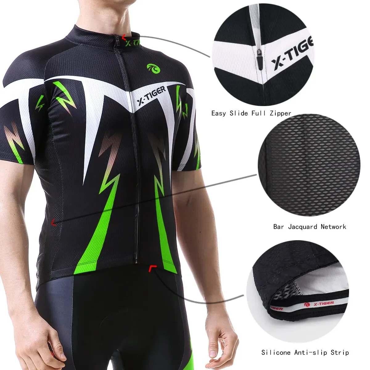 X-TIGER Cycling Jersey Set Men Bicycle Clothing Jersey Mountain Bike Summer Quick-dry Bike Riding Clothe Anti-UV Suit Accessorie