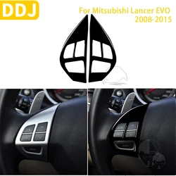 For Mitsubishi Lancer EVO X MR 2008-2015 Car Accessories Plastic Piano Black Interior Steering Wheel Buttons Trim Sticker