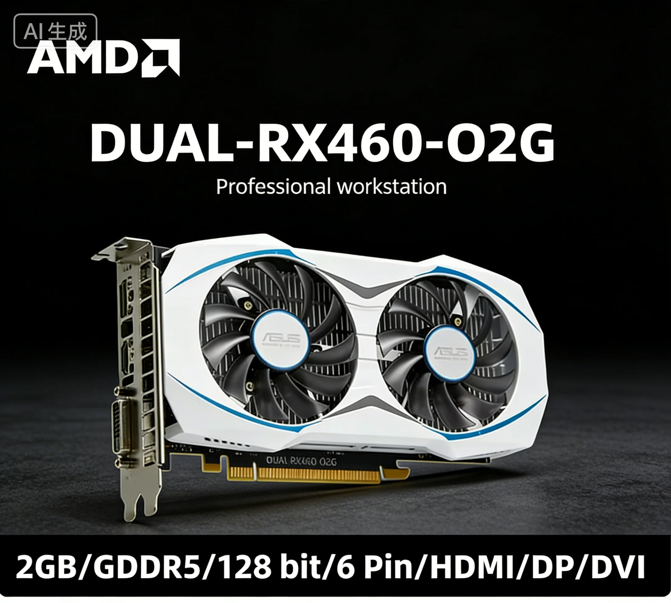 

ASUS AMD Radeon RX 460 GPU DUAL-RX460-O2G graphics card GDDR5 2GB 128bit support PCI-E 3.0 HDMI DP DVI 6pin Dual fan cooling