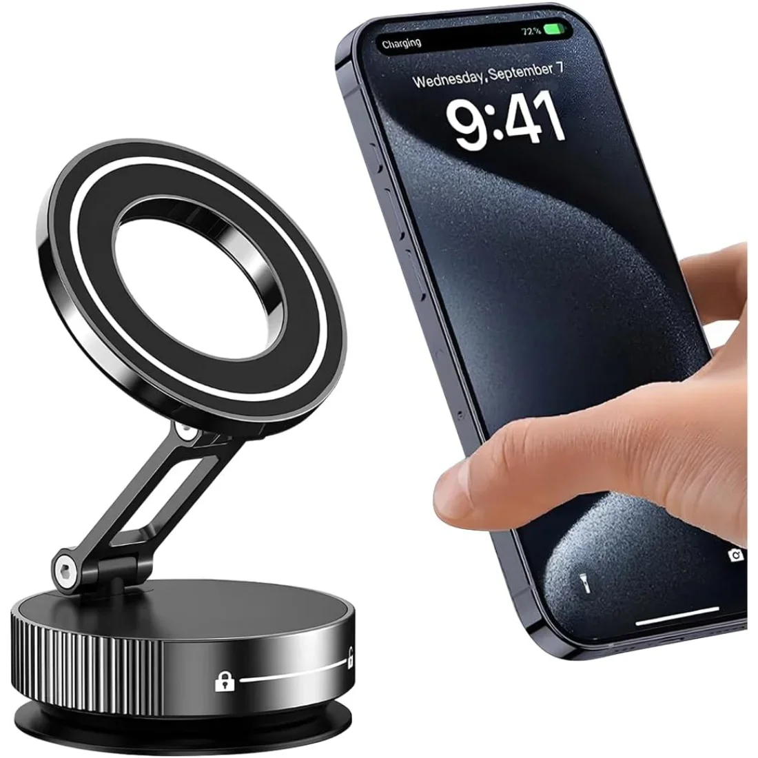 

Автомобильный держатель телефона для Magsafe [78+LBS, сильное всасывание и магнитный 2400gf] 360° ° Регулируемые автомобильные держатели для телефонов