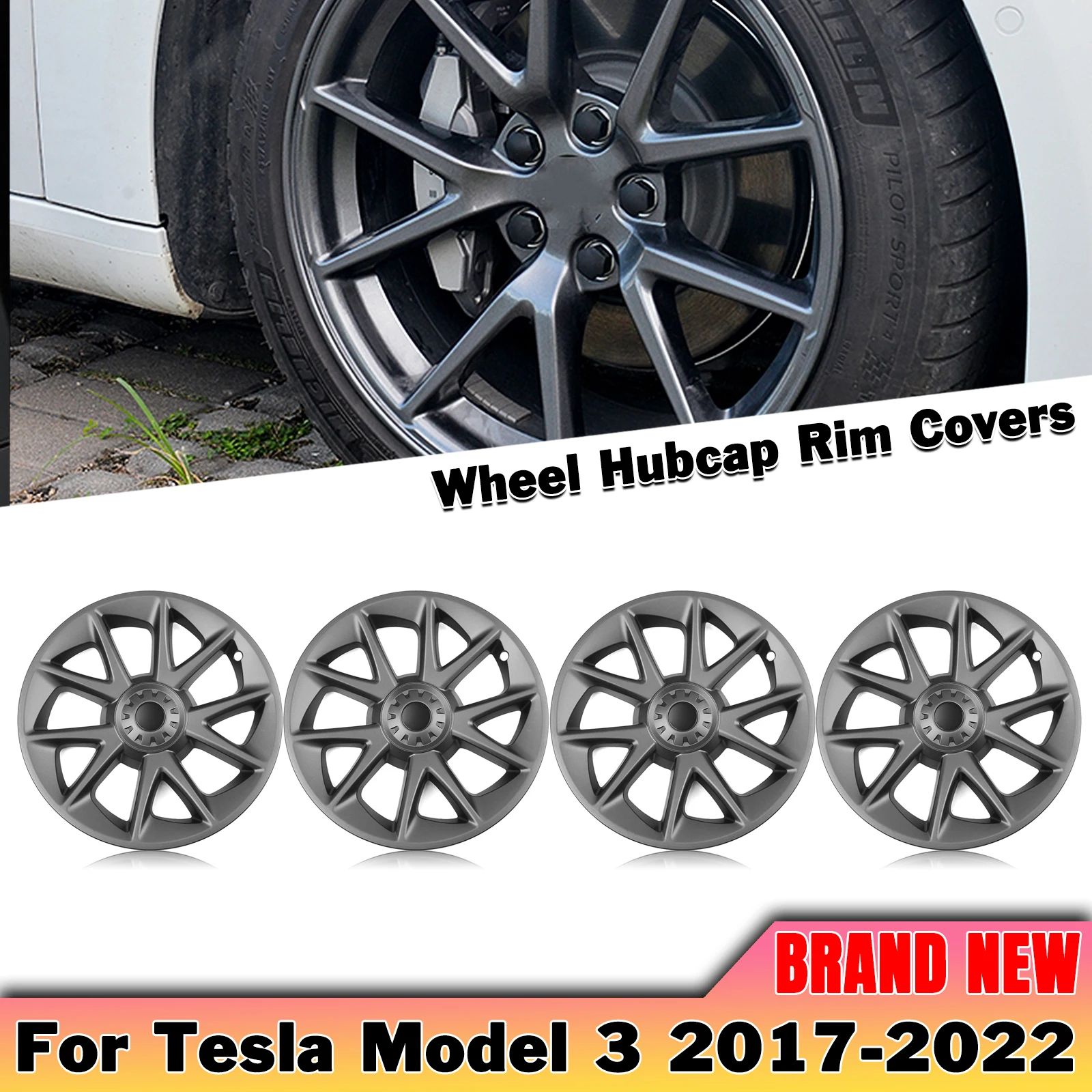 Gray Kit Exterior Caps Blade 4pcs/set Car Cover Tesla Full