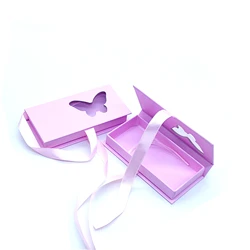 Pink Eyelash Box Packaging Butterfly Window Colored Lash Boxes With Tray Bulk Wholesale Can Put 25mm Mink Eyelashes Custom Logo