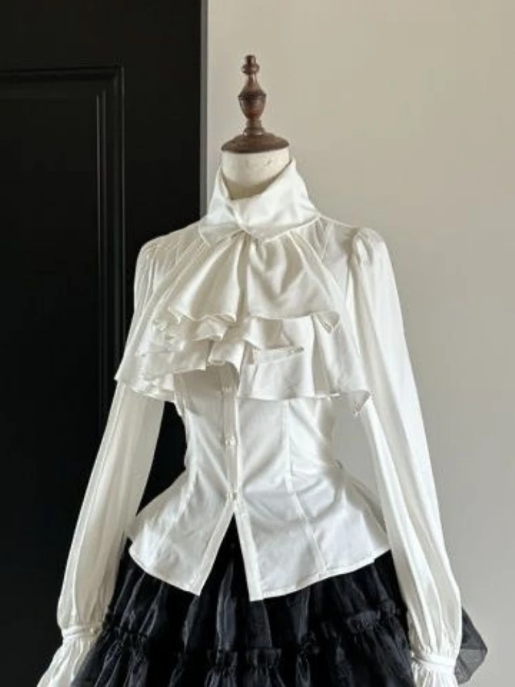 

Lolita Sweet Flare Sleeve Blouse Y2k Aesthetic Ruffle Grunge Bodycon Shirt Tops Women Harajuku Single Breasted Vintage Blusas