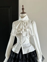 Lolita Sweet Flare Sleeve Blouse Y2k Aesthetic Ruffle Grunge Bodycon Shirt Tops Women Harajuku Single Breasted Vintage Blusas