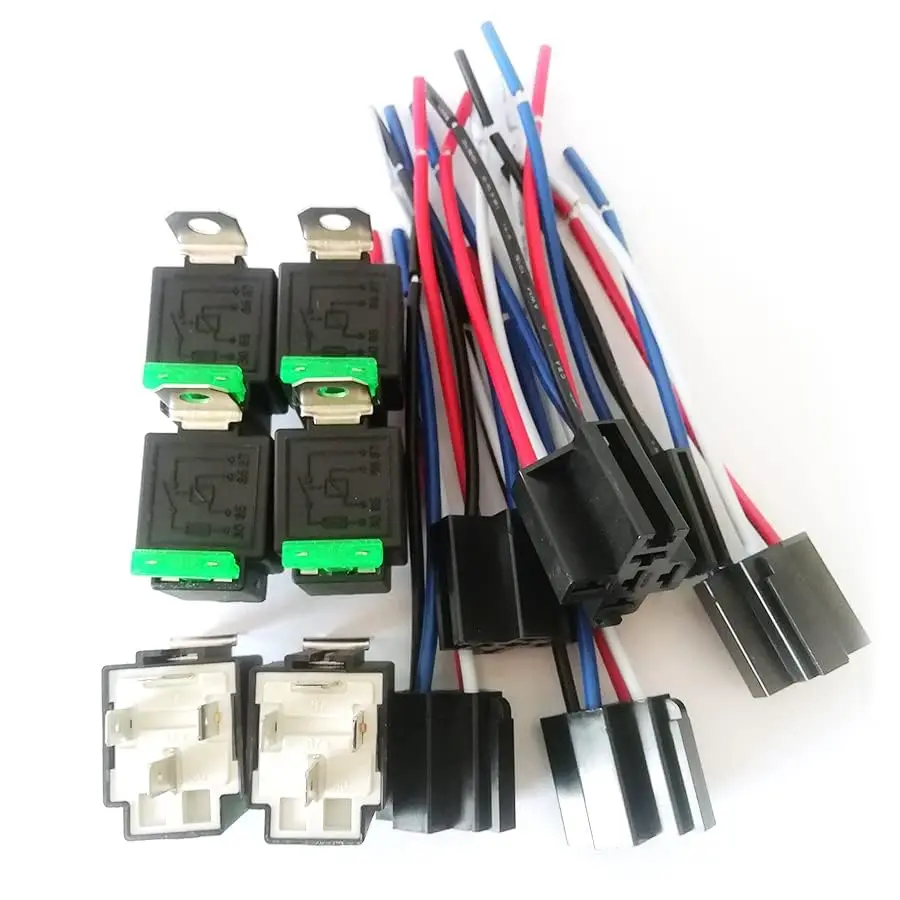 

6pc 30a Ato/Atc Blade Fuse, 4-Pin Spst Automotive Electrical Relays,14 Awg Wires