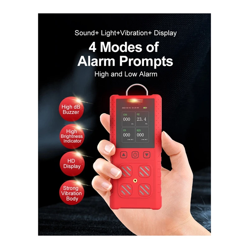 DR850 4 en 1 detector de gas múltiple portátil IP65 medidor de fuga de gas impermeable para O2/CO/H2S/COMB