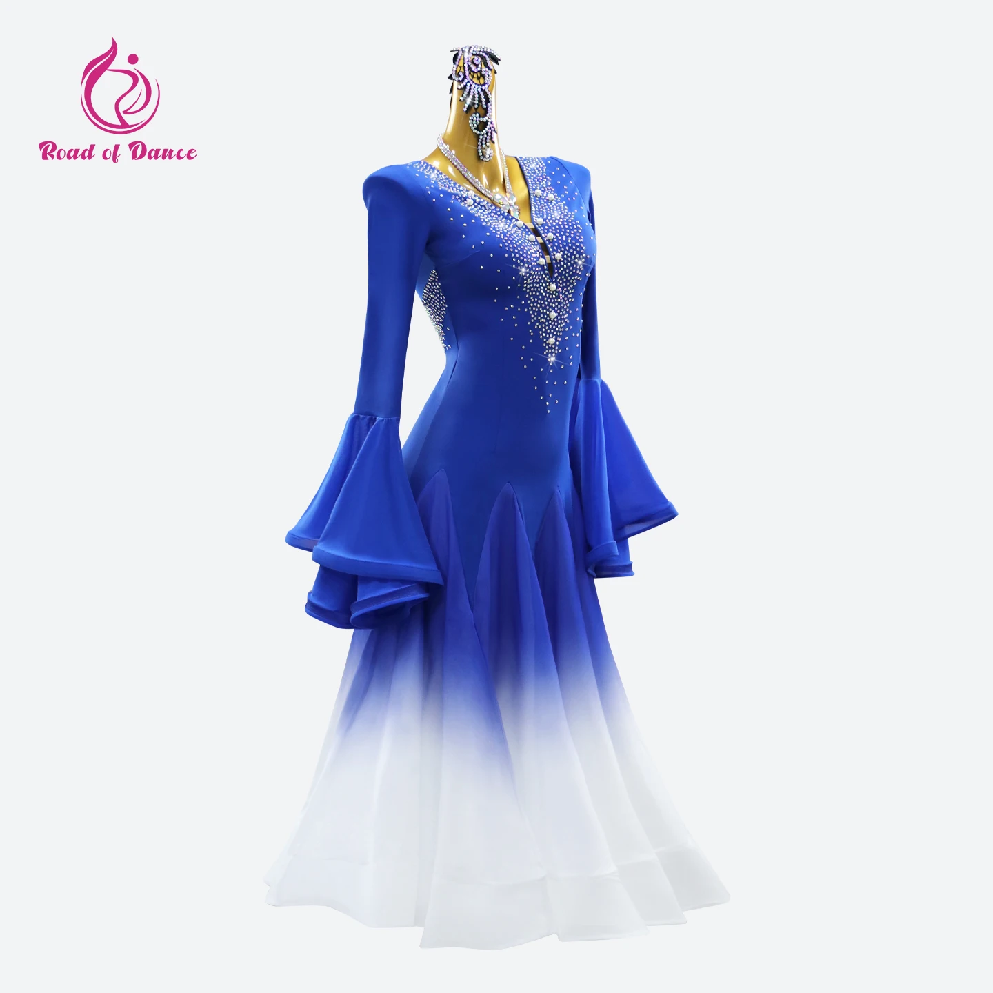 ملابس الرقص النسائية الحديثة فستان رقص الفلامنكو الفتيات ملعب كرنفال الملابس حفل زفاف الفالس زي أنيق المرحلة بدلة طويلة #2