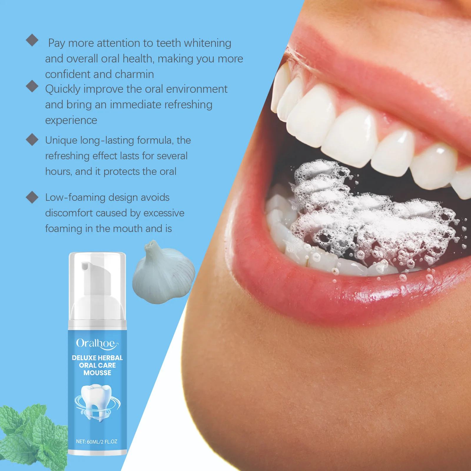 Teeth Whitening Cleansing Mousse Foam Toothpaste Remove Smoke Tea Stain Fresh Breath Anti Plaque Daily Oral Care