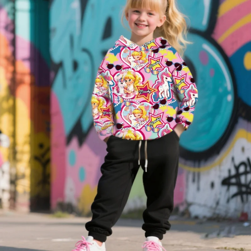 

2025 Best Seller Kids Hoodie - Girls Cute Cartoon & Unicorn Graphic Print Pullover for Toddlers