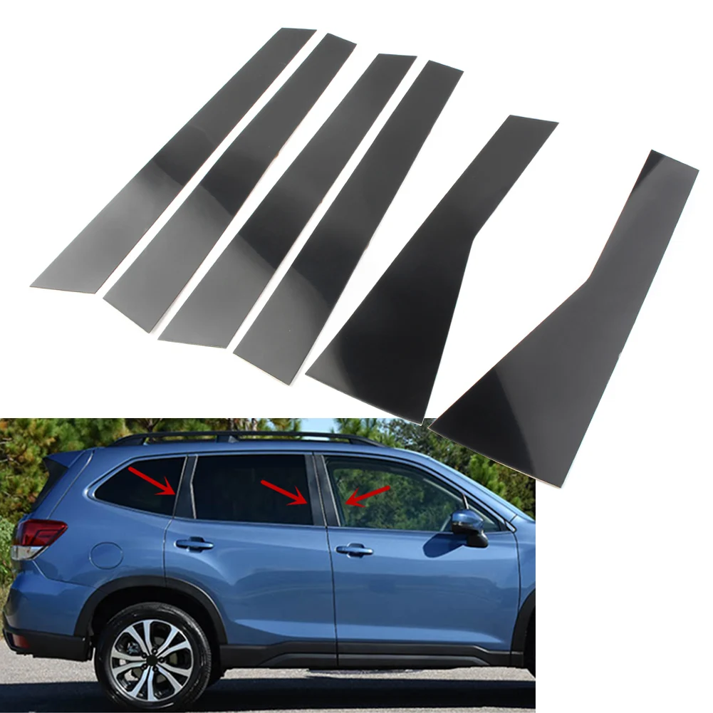 

Gloss Black Door Trim Black Piano Cover Pillar Post Decorative Car Sticker Panel For Subaru Forester 2019 2020 2021 6Pcs/Set