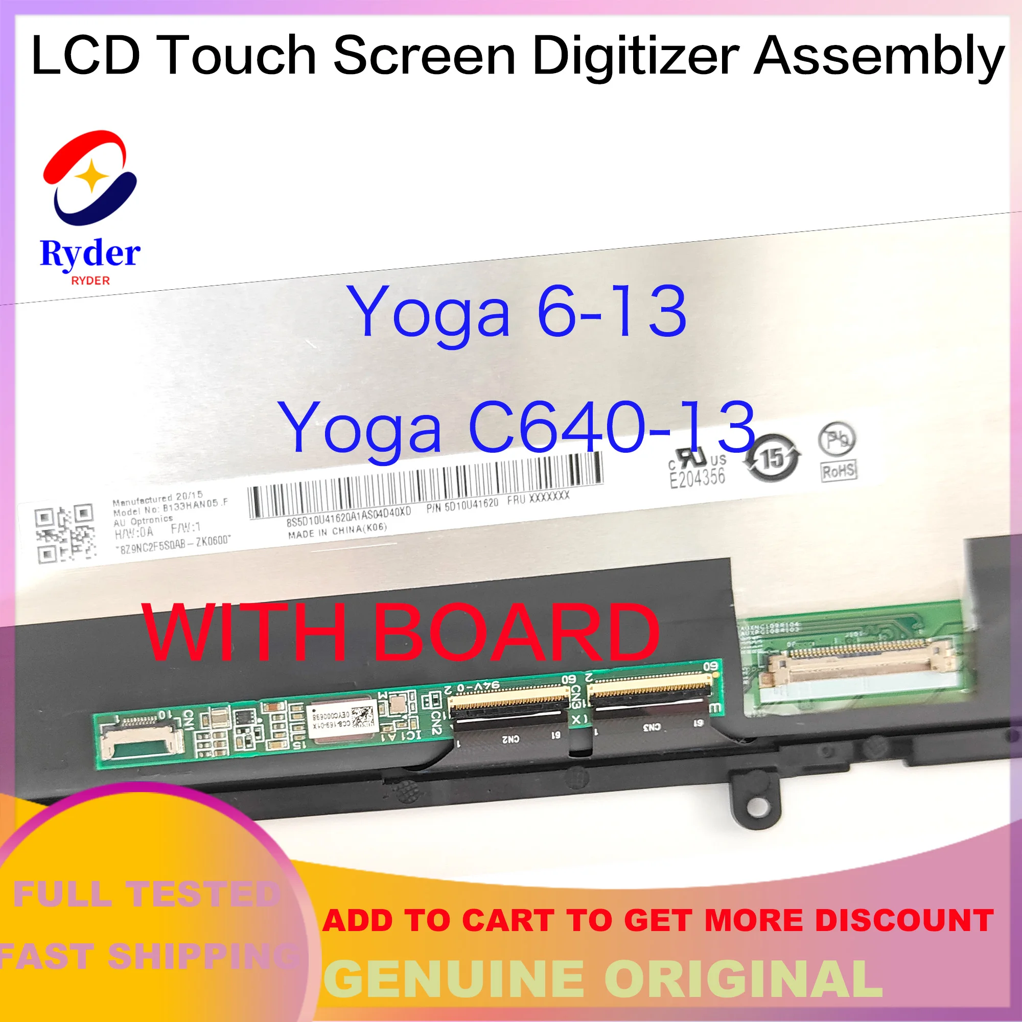 Imagem -04 - Polegada Fhd 1920x1080 para Lenovo Ideapad Yoga C64013 C640-13iml Yoga 6-13alc6 6-13 82nd Lcd Tela de Toque Digitador Assembléia 13.3