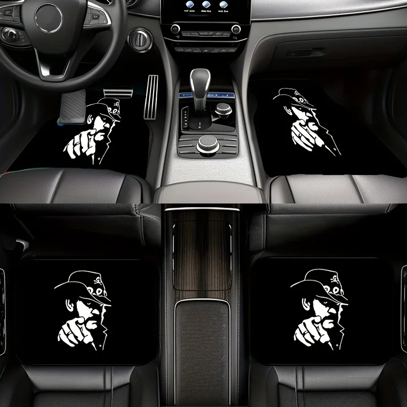 4pcs Artistic Cowboy Character Pattern Universal Car Floor Mats Set, Suitable For Most Vehicle Models, Combining Practicality An
