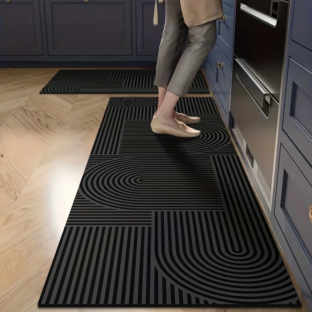 VIKAMA Modern Minimalist Geometric Kitchen Mat Anti-Slip Wear-Resistant Long Runner for Living Room Entryway
