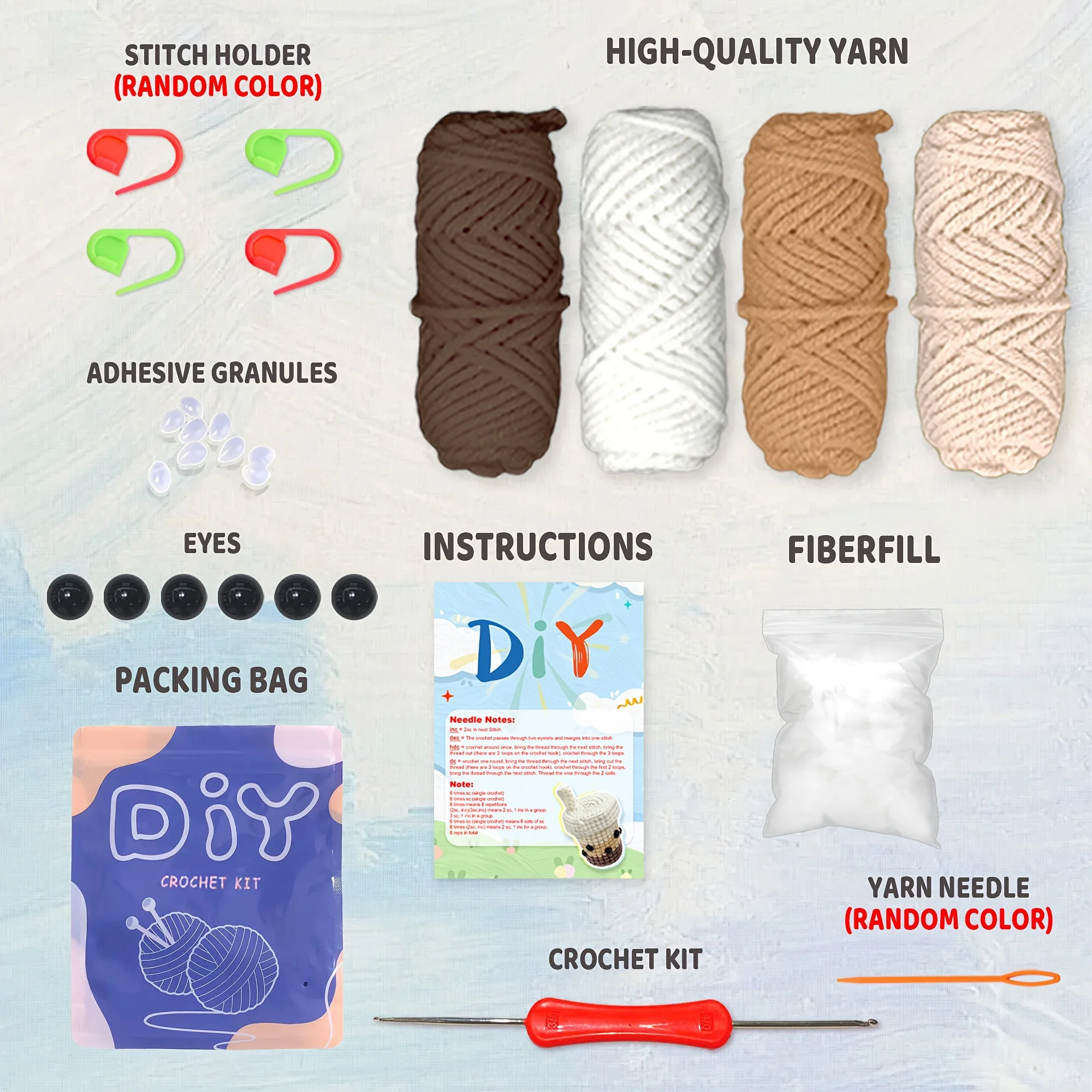 1pc Milk Tea Cup Crochet Kit, Amigurumi Knitting Kit, Including Yarn, Hook, Step-by-Step Video Tutorials And Instruction