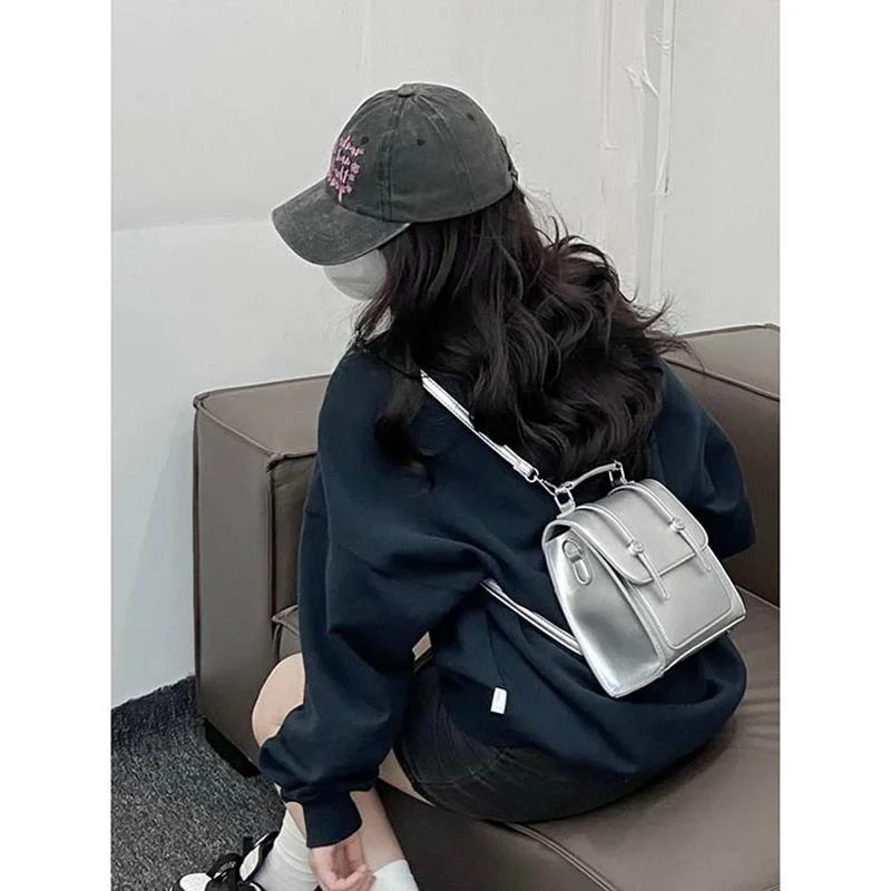 

Ladies Commuter Bapa 2026 New Sle Student Class Bag Vintage Silver Double oulder Bag for Traveling And Daily Use