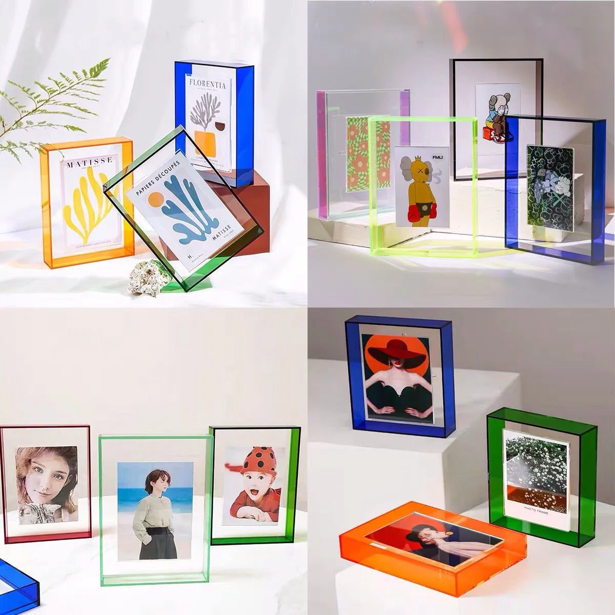 Colorful Acrylic Floating Picture Frame Decorative Photo FrameDisplay Wall Mounted for Wall Mounting Tabletop Desk or Display