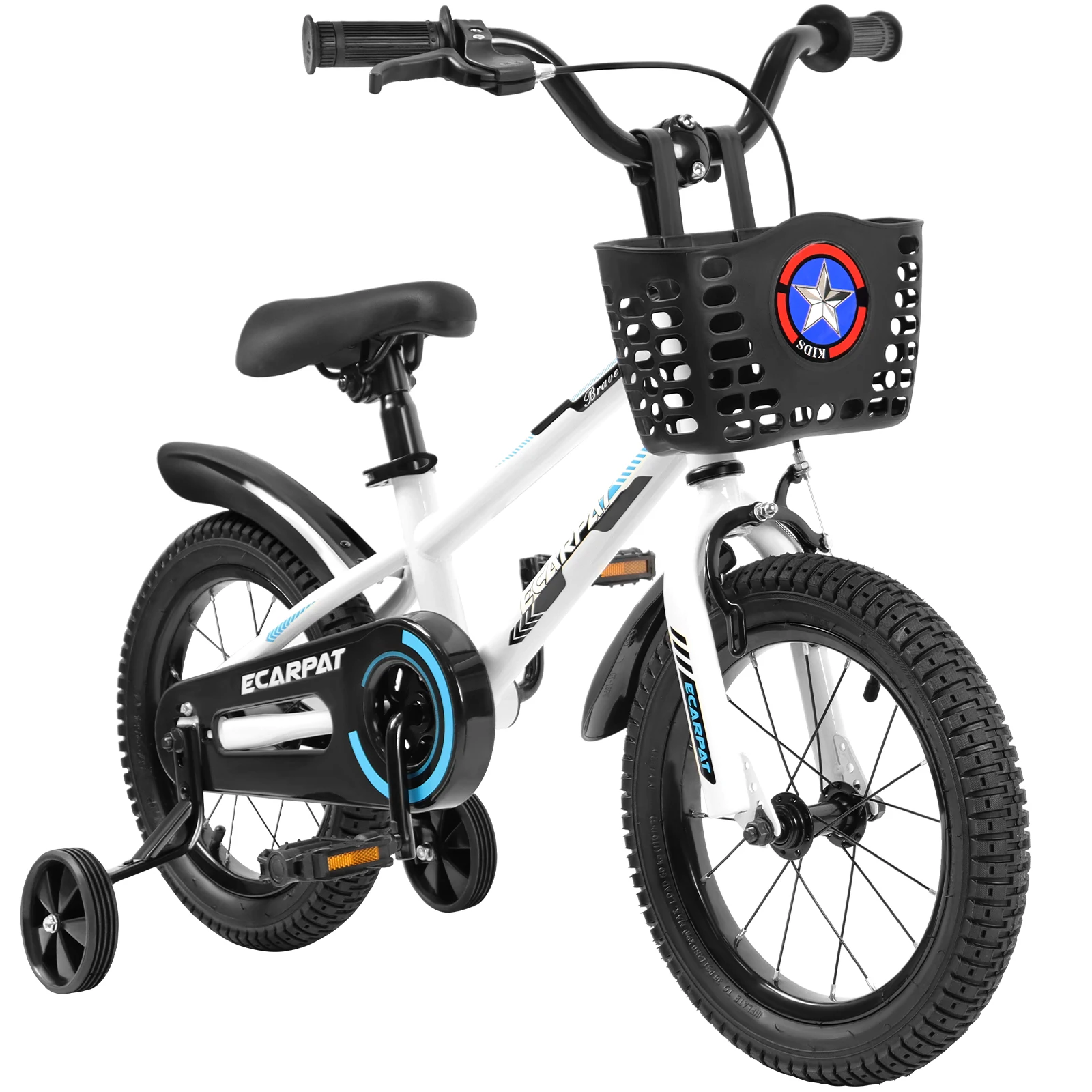 Kids Bike 14 Inch For Boys & Girls With Training Wheels, Freestyle Kids' Bicycle With Bell,Basket And Fender.