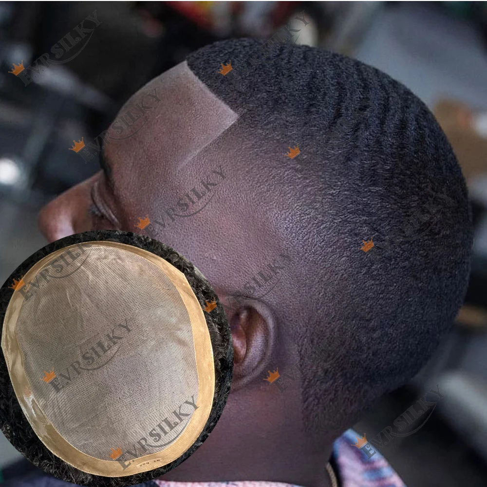 

12mm 8mm 360 Deep Waves Breathable Fine Mono Curly 100% Human Hair for Hairloss Male Hair Prosthesis Men's Afro Hairstyle Toupee