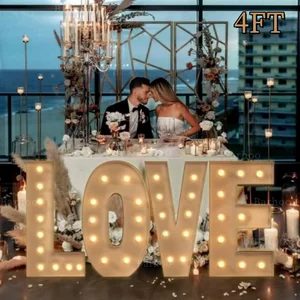 4FT DIY Marquee Menyala Huruf Mosaik Huruf Besar Marry Me BABY LOVE Pernikahan Ulang Tahun Bridal Shower Dekorasi Hadiah Natal 12 surat tenda penjualan terbaik 4 kaki - №
