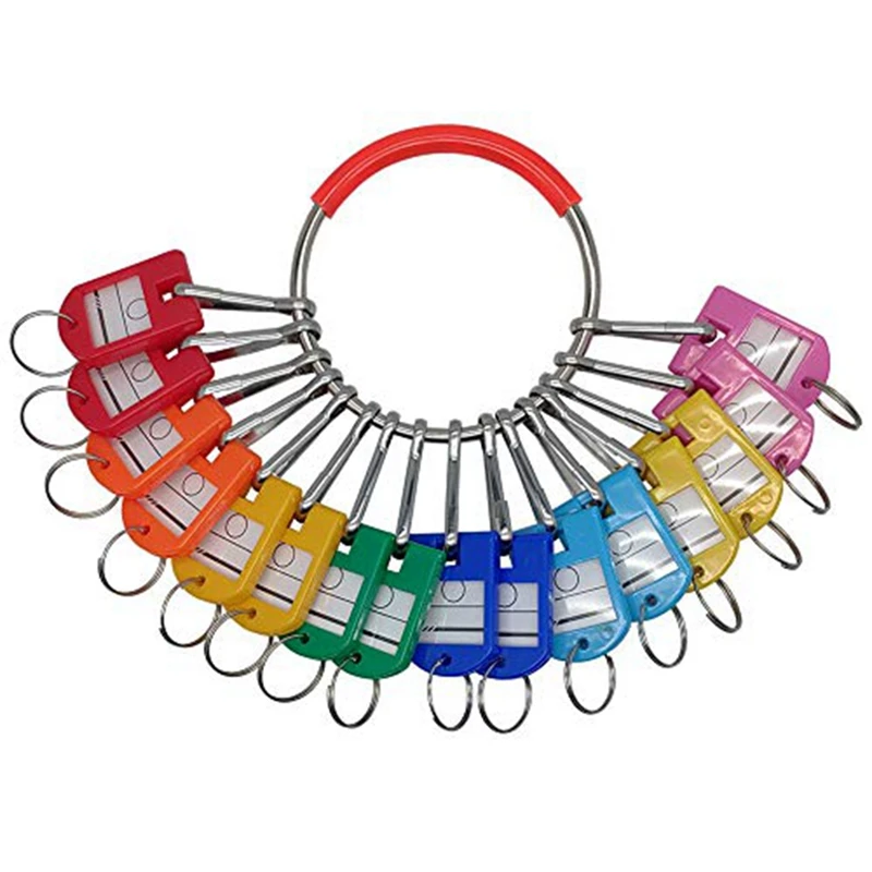 Portable Metal Ring Key Organizer Metal Ring Key Organizer With 16 Spring Hooks & Key Tags With Ring And Label Window