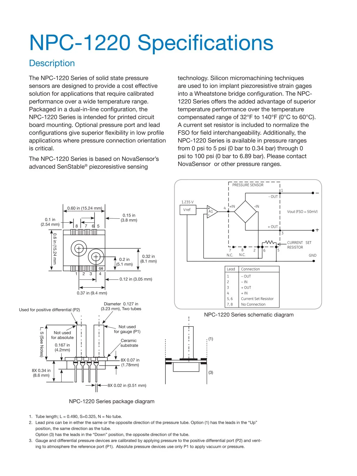 NPC-1220-050D-3S مستشعر ضغط أمفينول