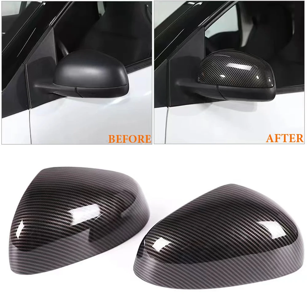 

2X Car Accessories For Mercedes For Benz Smart 2009-2021 ABS Matt black/Carbon Car Rearview Mirror Cover trim