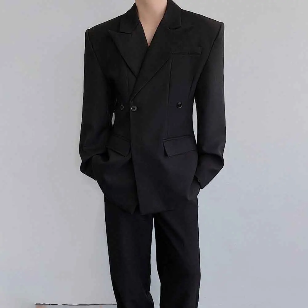 

Winter New Men's Solid Color Long-Sleeved Suit Jacket American Retro Fashion Trend High Street Loose Casual Niche Men's Tops