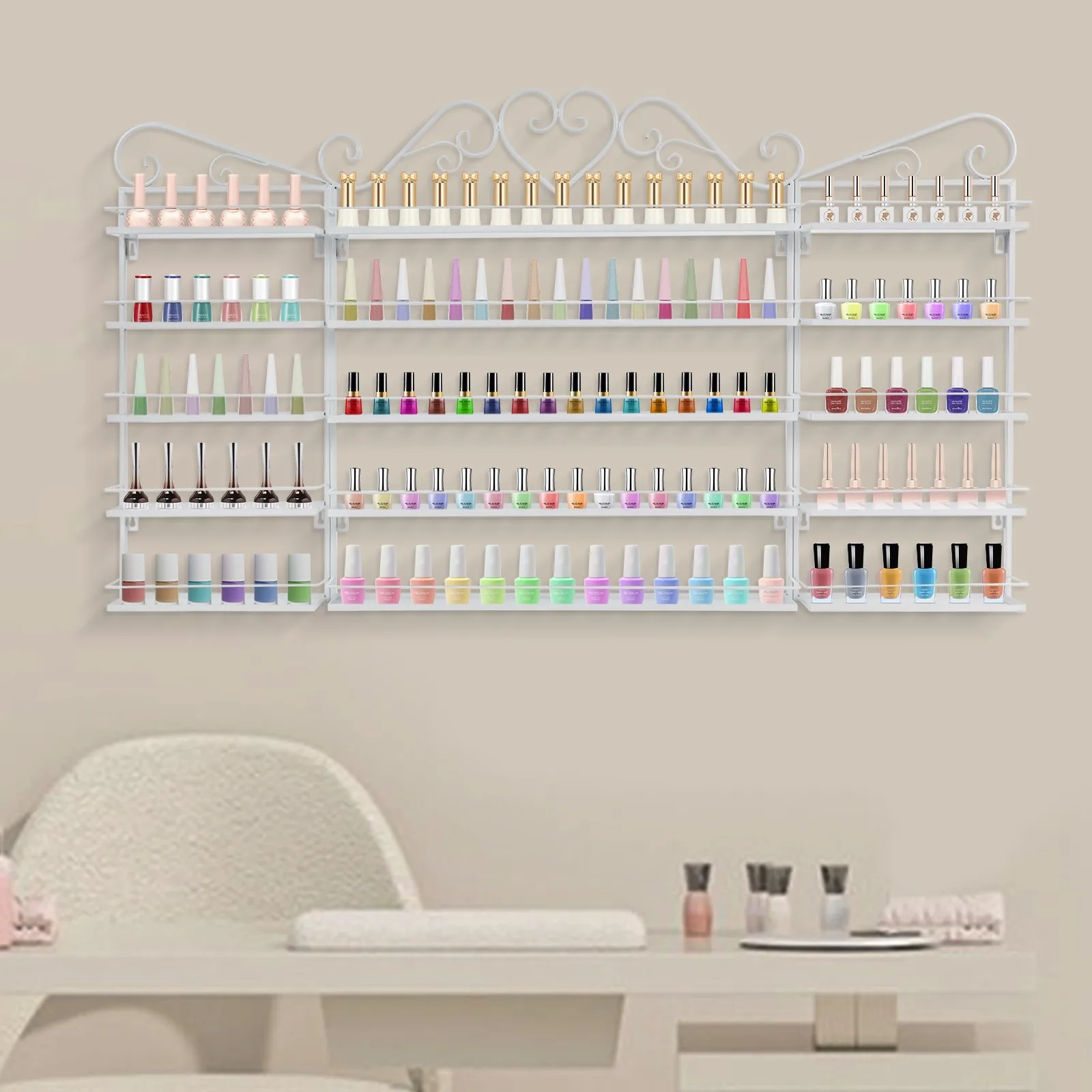 5-poziomowy organizer na lakiery do paznokci, ścienny regał do przechowywania lakierów do paznokci do salonu kosmetycznego