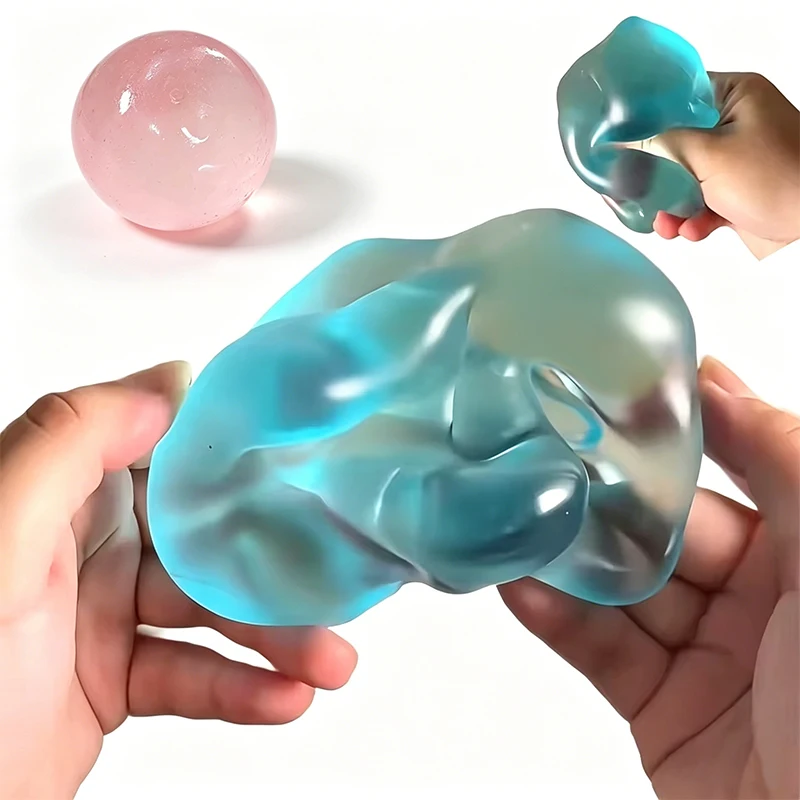 Juguetes Blandos de Maltosa Azul, Juguetes Sensoriales Antiestrés, Juguete Suave Simulado Transparente de Maltosa Rosa, Juguete de Descompresión de Rebote Lento