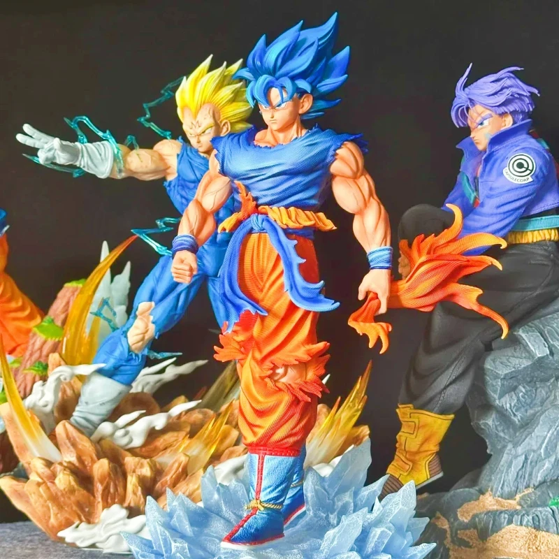 Dragon Ball 33 cm Super Saiyan Blauw JT Goku Actiefiguren Gk Boxed Standbeelden Kit Dubbele Hoofd Model Anime Speelgoed Desktop ornament Gift