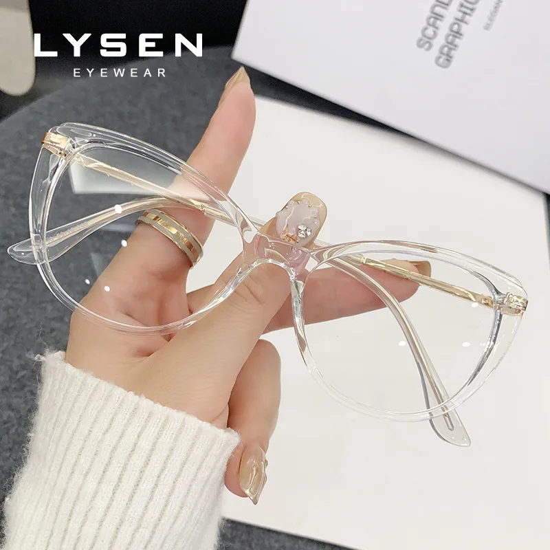 نظارات قراءة عصرية جديدة من LYSEN بإطار كبير على شكل عين القطة وصفة طبية مخصصة نظارات قصر النظر لحجب الضوء الأزرق التقدمي #4