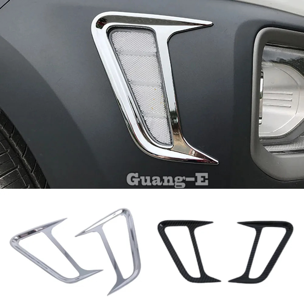 For Hyundai Kona Encino Kauai 2017 2018 2019 2020 Car Body Head Side Light Lamp Frame Stick ABS Chrome Cover Trim Panel 2pcs