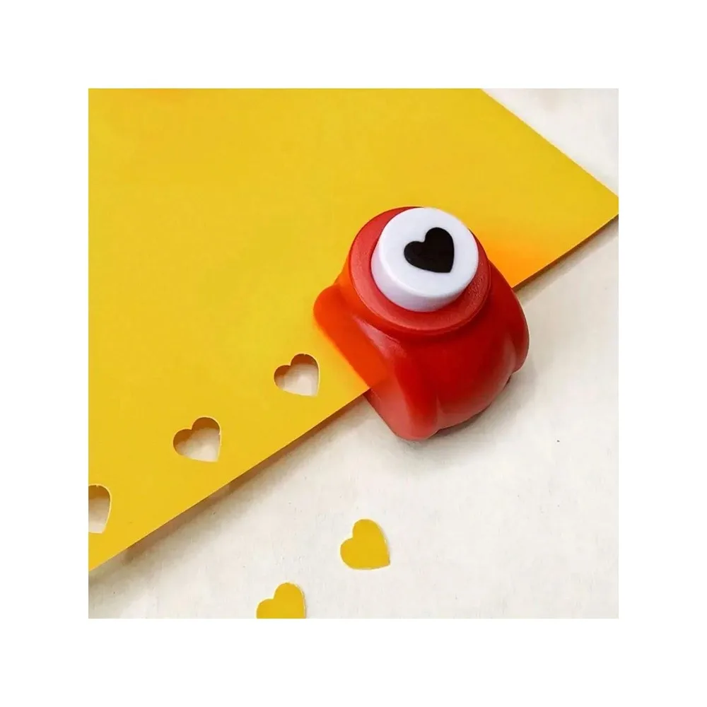 1pc Mini Paper Embosser, Heart-Shaped Paper Punch, Handmade DIY Portable Love Shape Paper Art Paper Manual Punch