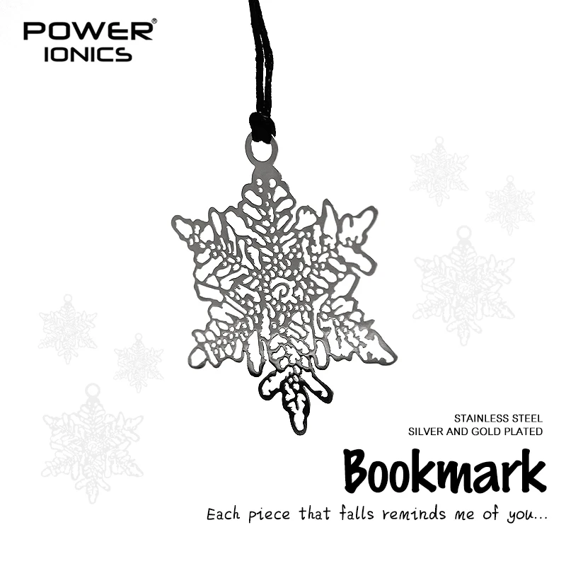 POWE IONICS 6PCS Gold Silver Plated 316 Stainless Steel Bookmark Snow Flake Clover Leaf Pendant Book Clip Friends Student Gifts