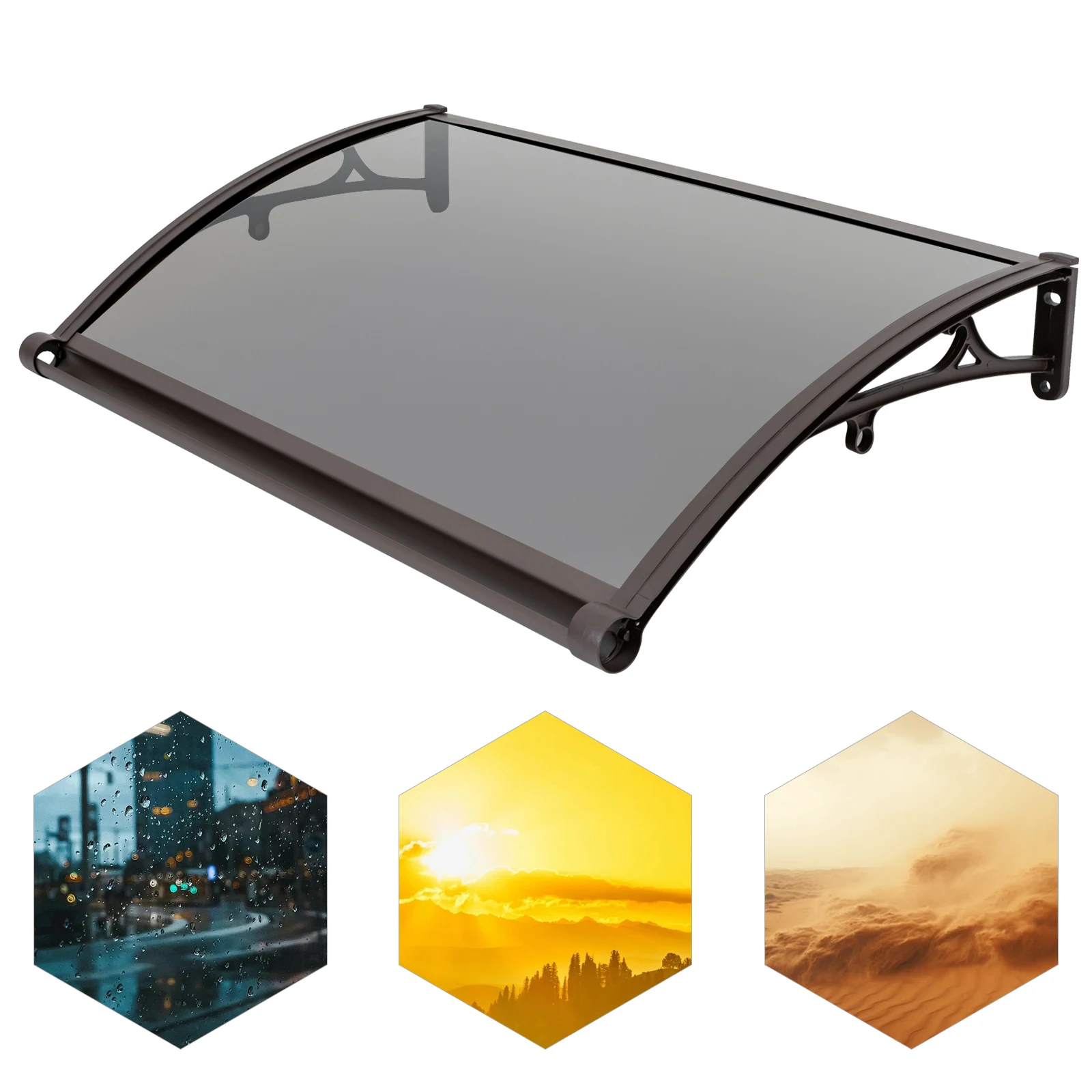 

Door Awning Triangular Canopy Outdoor Window Awning UV Protection Rain Shelter Large for Rain Sun Protection Porch Garage