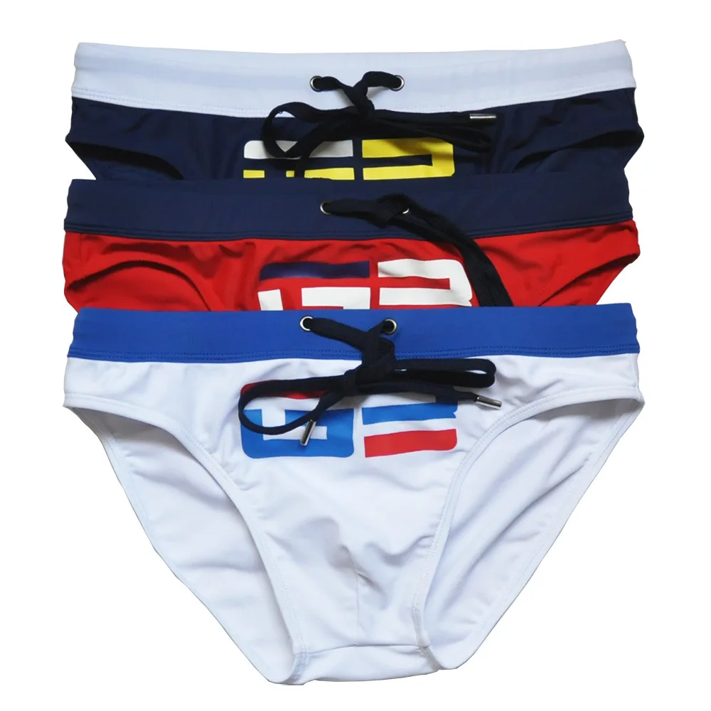 2025color matching printed triangle swimming trunks fashion catwalk beach triangle swimming trunks hot spring pants men UXHG3