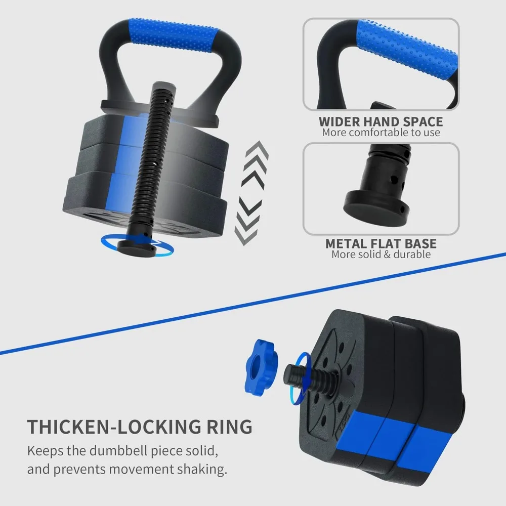 

US Shipping Hot New Adjustable Dumbbell Set with Connector Barbell Hexagon Cement Weights