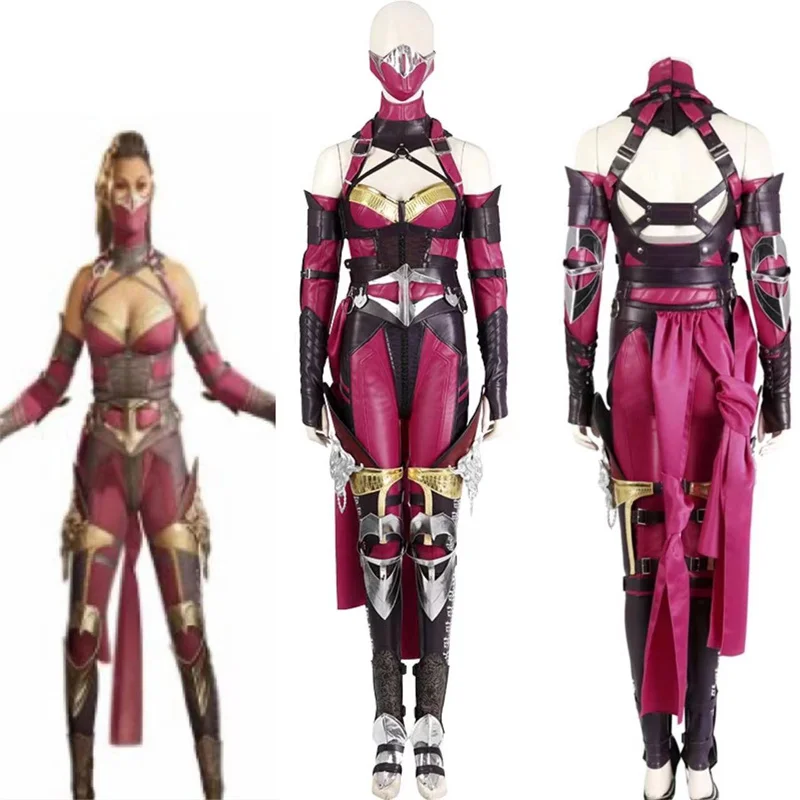 Game  Mileena Cosplay Costume Sexy  Battle Outfits Halloween Carnival Combat Suit Full Set