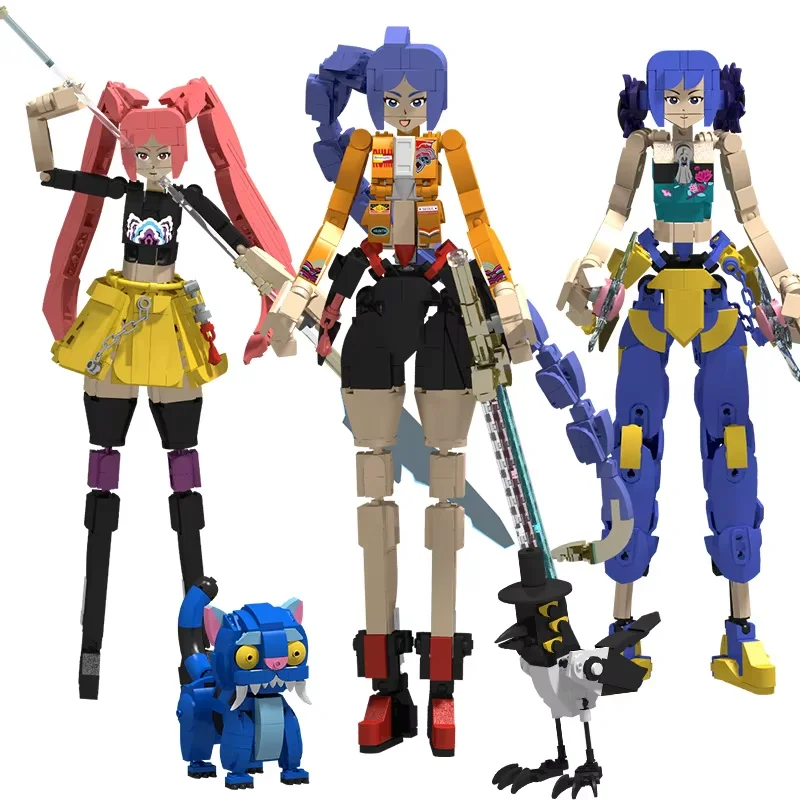 Anime Kpop Demons Hunters Building Block Cute Tiger Black Hat Magpie With Rumi Zoey Mira  Building Block Toy For Kid Gift