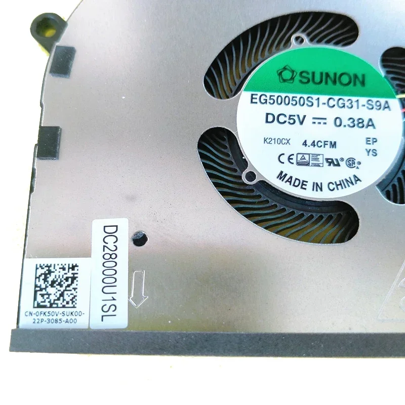 WYORESY NUOVO ORIGINALE CPU Del Computer Portatile Ventola GPU Per DELL XPS 15 9500 9510 9520 Precisione 5550 5560 5570