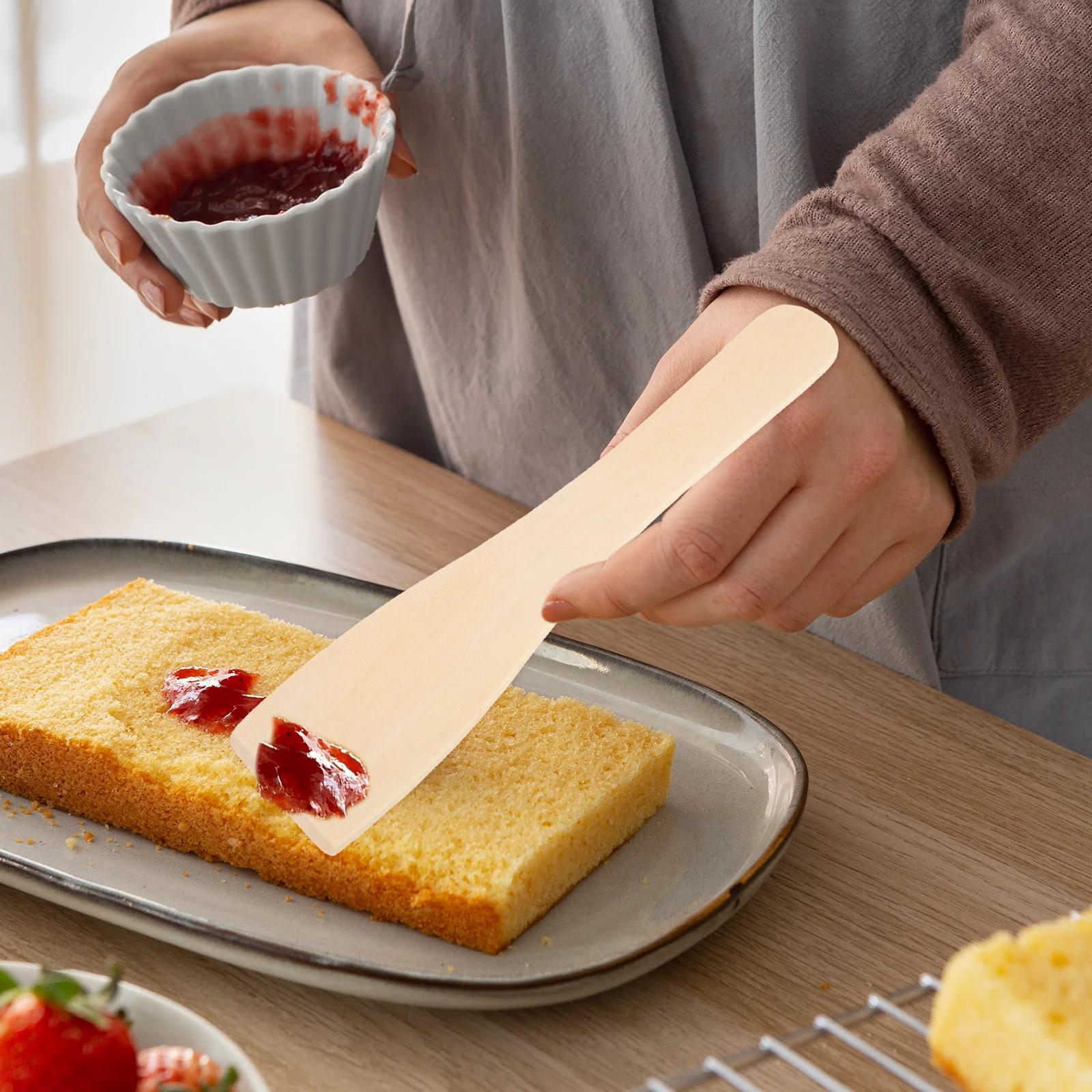 

6Pcs Premium Wood Wooden Turner Non-Stick Cooking Spatulas Eco-Friendly Kitchen Utensils for Stirring Serving Mixing