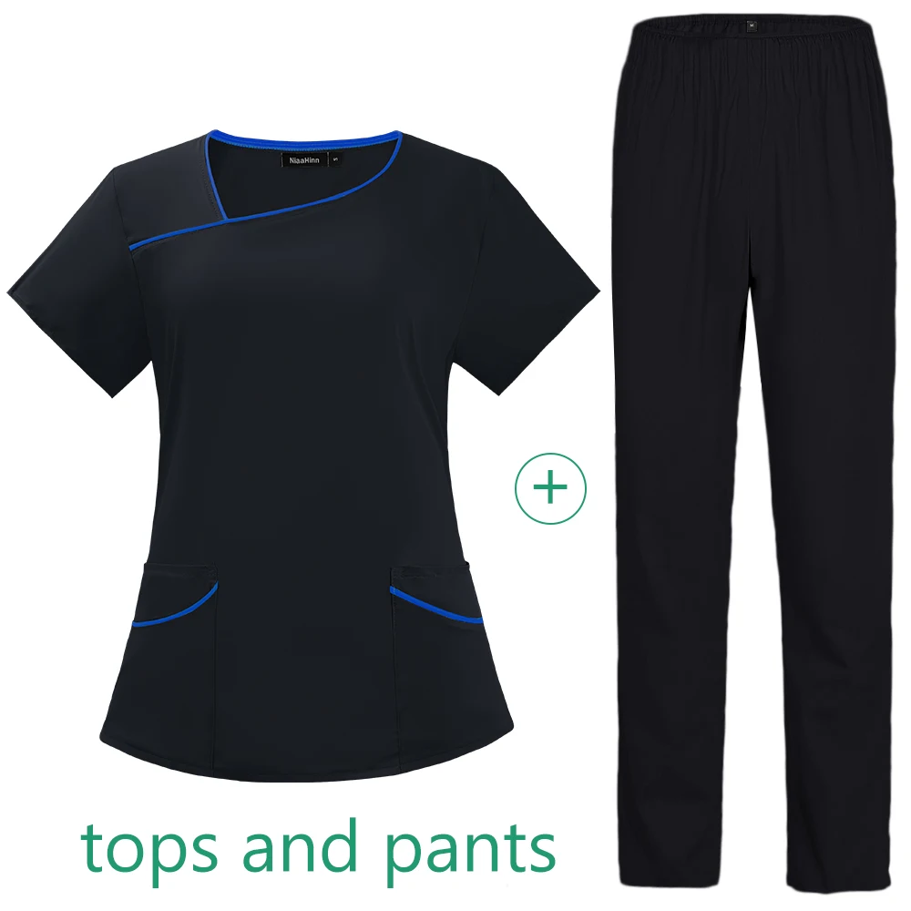 Uniformes médicos finos para Hospital, traje de trabajo para enfermera, odontología, sala de operaciones, Spa de aseo de mascotas, conjunto de laboratorio de Color sólido de verano