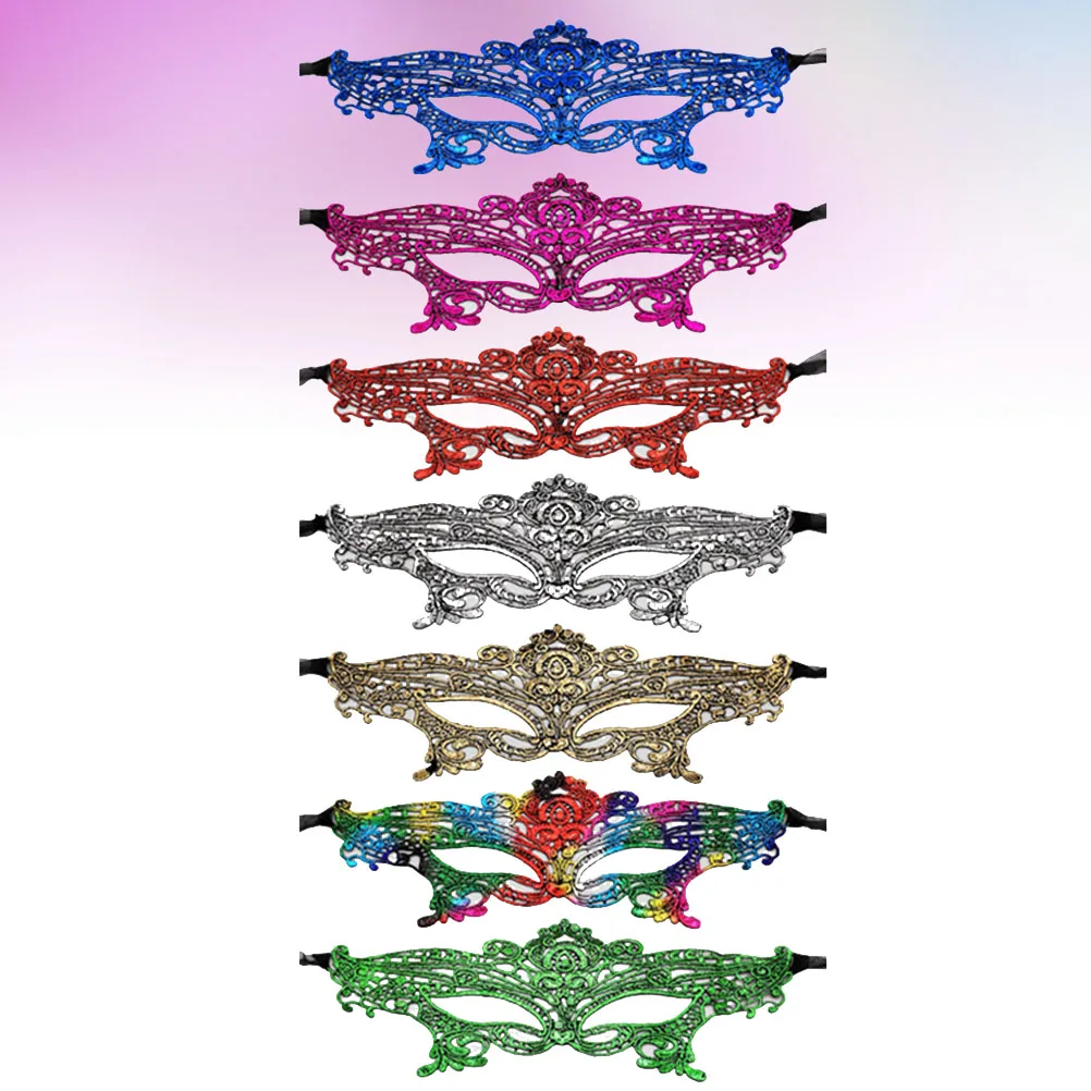 

7pcs Women Lace Mask Masquerade Thicken Eye Mask Performance Party Dress Up Decor Accessary for Ball Carnival Cosplay( )