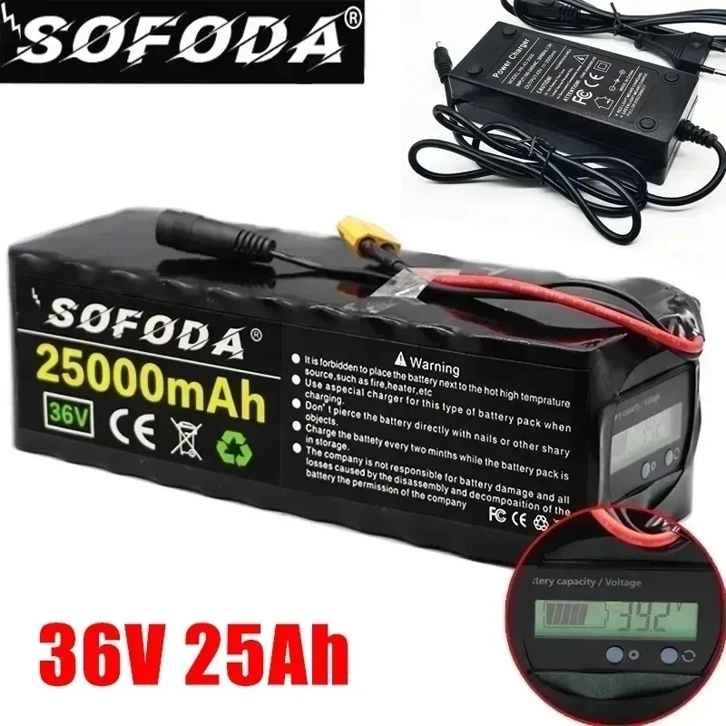 

36V Battery 10S4P 25Ah Battery Pack 500W High Power Battery 42V 25000mAh Ebike Electric Bicycle xt60 BMS with Capacity Indicator