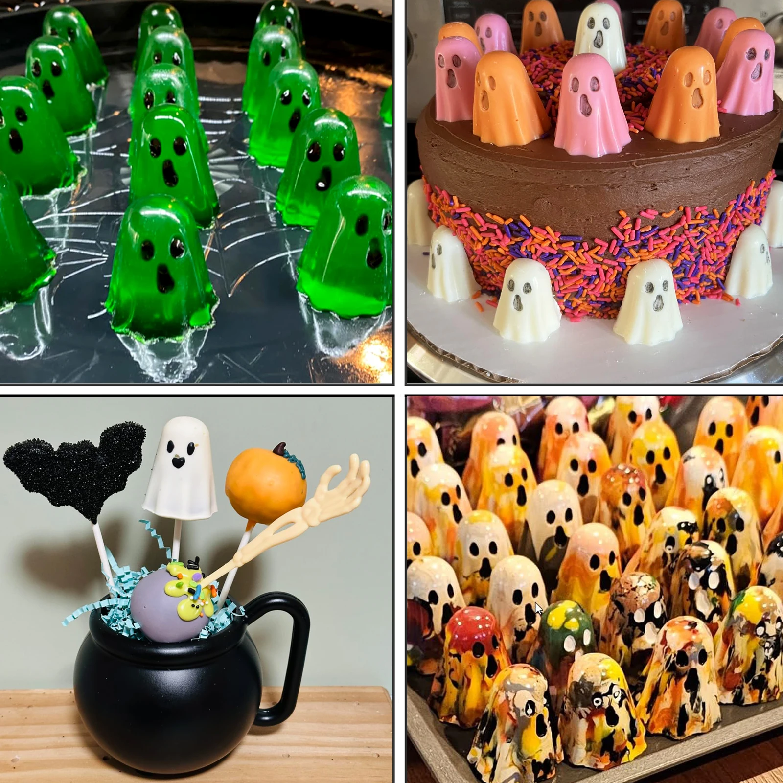 1 Pack Silicone Halloween Candy Mold Ghost Thick Baking Mold Non-Stick for Making Chocolate Jelly Pudding Cake Candy Mousse view 4
